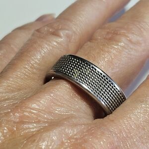 Mesh Textured Comfort Fit Stainless Steel Wedding Band Ring Size 11